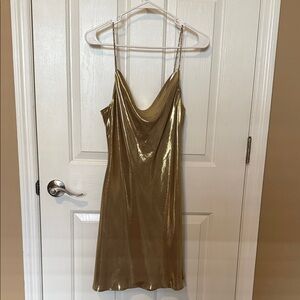 Zara Shimmering Gold Backless Dress